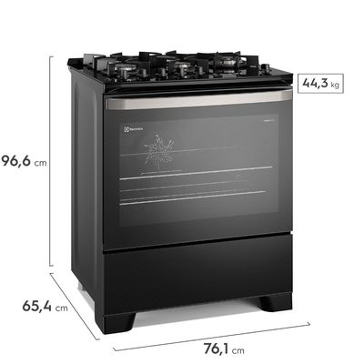 Fogão 5 bocas Electrolux Preto Experience Mesa de Vidro, Grill e PerfectCook360 (FE5CB) 220V
