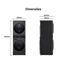 Lava e Seca Torre WashTower 14kg Black Inox 127V