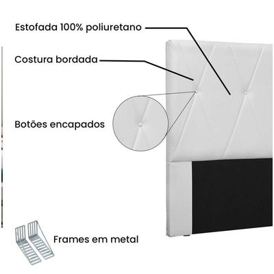 Cabeceira Aquilla Para Cama Box Casal 140 Cm Corino Branco - D'rossi