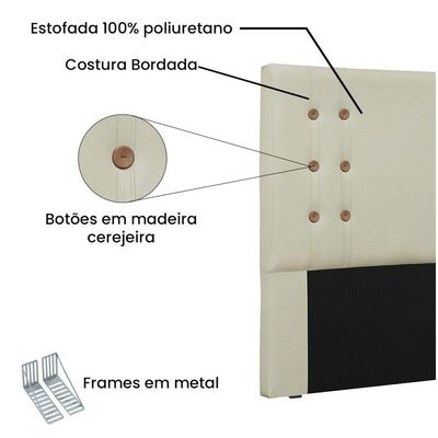 Cabeceira Gênova Para Cama Box King 195 Cm Corino - D'rossi Cor Bege