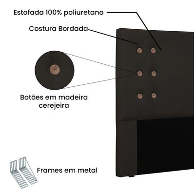 Cabeceira Gênova Para Cama Box King 195 Cm Corino Marrom - D'rossi