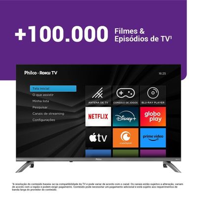 Smart TV 32" HD Philco P32CRB Roku TV HDR10 Dolby Audio