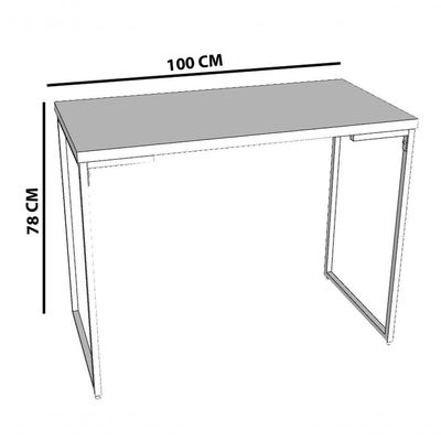 Escrivaninha Retangular para Home Office Industrial sem Gavetas MDF Ferro Preto