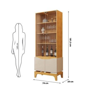 Cristaleira Joile 4 Portas 3 Prateleiras MDF MDP com Acabamento Brilhante Off White