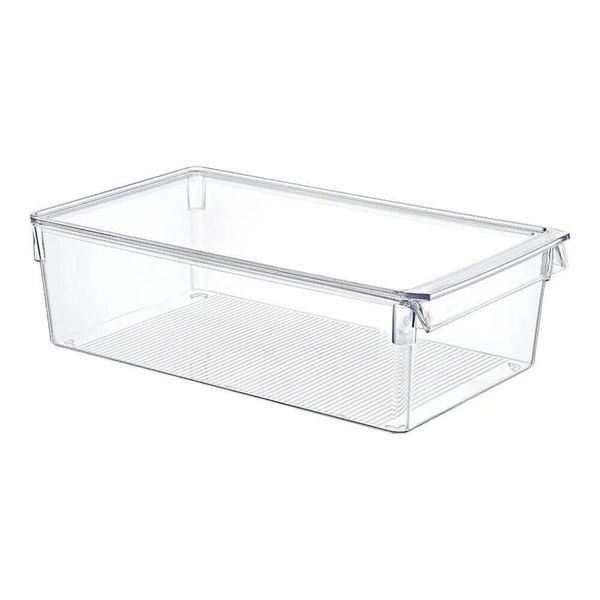 Organizador De Geladeira Multiuso Alto Com Tampa Tamanho G (36x20x10cm) - Mood