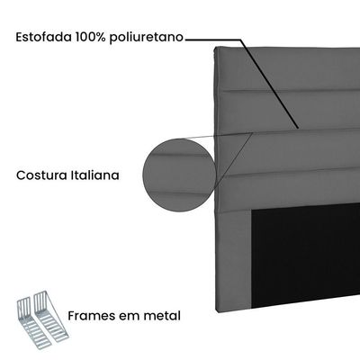 Cabeceira Para Cama Box King 195cm Suede Cinza