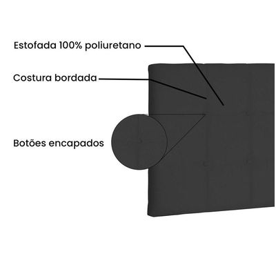 Cabeceira Painel Verona Solteiro 90cm Suede Preto
