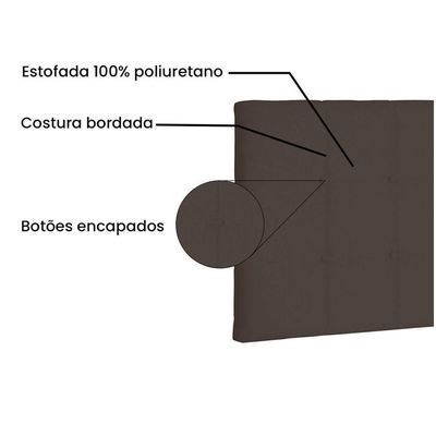Cabeceira Painel Verona Solteiro 90cm Suede Café