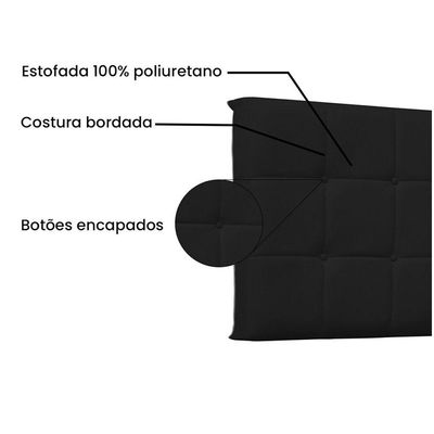 Cabeceira Painel Verona Queen 160cm Corino Preto