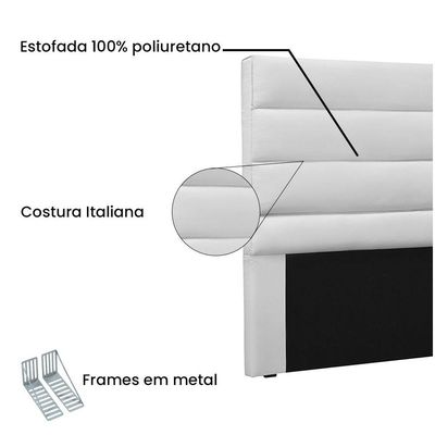 Cabeceira La Italiana Para Cama Box Solteiro 90 Cm Corino - D'rossi Cor Branco