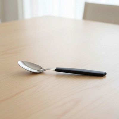 Kit 6 Peças Colher De Mesa Cabene Cabo Plástico Preto