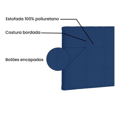 Cabeceira Painel Verona Casal 140cm Suede Azul Marinho