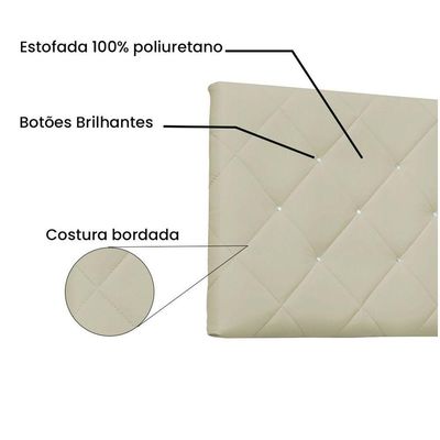 Cabeceira Painel Tânia King 195cm Corino Bege