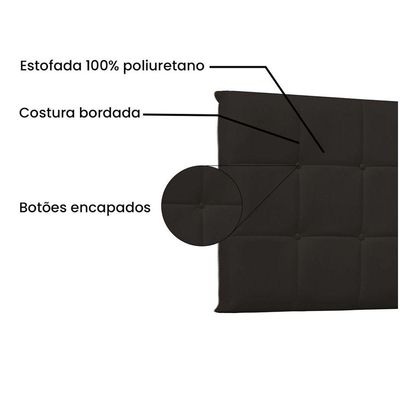 Cabeceira Painel Verona King 195cm Corino Marrom