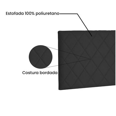 Cabeceira Painel Dubai Casal 140cm Suede Preto