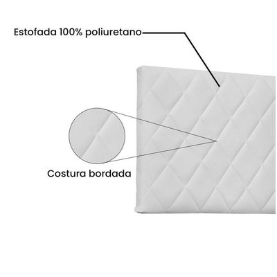Cabeceira Painel Dubai Solteiro 90cm Corino Branco