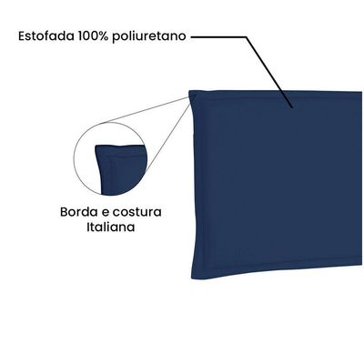 Cabeceira Painel Garden Casal 140cm Suede Azul Marinho