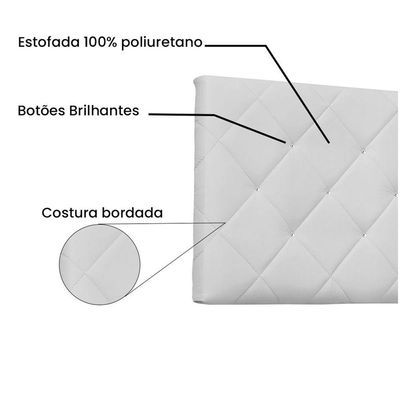 Cabeceira Painel Tânia Queen 160cm Corino Branco