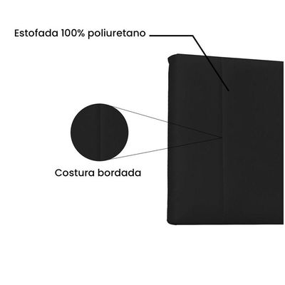 Cabeceira Painel Arizona Casal 140cm Corino Preto