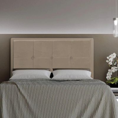 Cabeceira Ametista Cama Box King 195cm Suede Bege