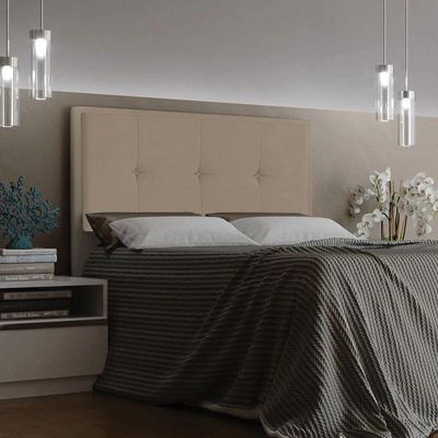 Cabeceira Ametista Cama Box King 195cm Suede Bege