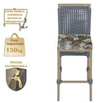 Mesa Bistrô E 4 Banquetas Roma Fendi Corda Estofado 6 Trama Prata