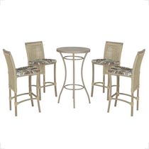 Mesa Bistrô E 4 Banquetas Roma Fendi Corda Estofado 6 Trama Rami