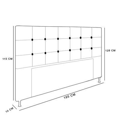 Cabeceira Cama Box King 195cm Suede Grafite