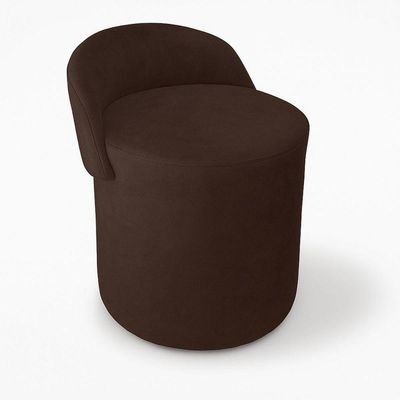 Puff Banco Orgânico Encosto Redondo Sala Estar Quarto Suede marrom