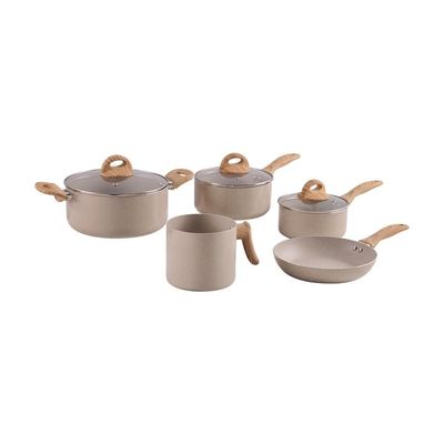Jogo de Panelas de Indução Brinox Ceramic Life Smart Plus 5 Peças Antiaderente Tampas de Vidro Areia
