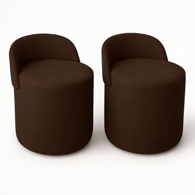 Kit 2 Puff Encosto Suede Redondo Sala Banco Orgânico Quarto marrom
