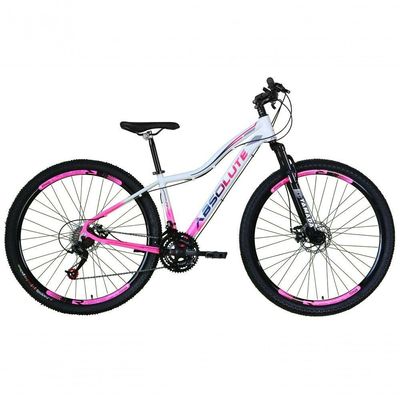 Bicicleta Aro 29 Absolute Hera Feminina Alumínio 21v Freio A Disco Garfo Suspensão Branco-Rosa 15
