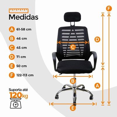 Kit 2 Cadeiras Escritório Diretor Tela Mesh Encosto