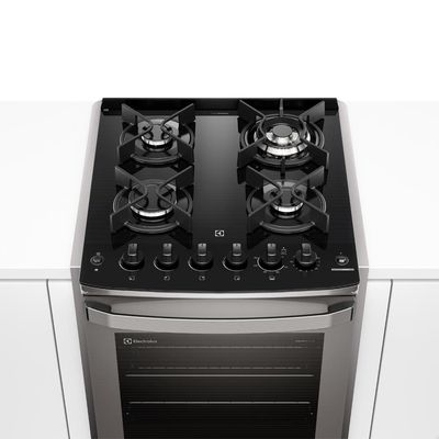 Fogão de Embutir Electrolux Experience FE4EG 4 Bocas Mesa de Vidro Forno 79L PerfectCook360 Cinza 110