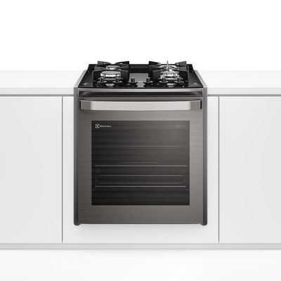 Fogão de Embutir Electrolux Experience FE4EG 4 Bocas Mesa de Vidro Forno 79L PerfectCook360 Cinza 110