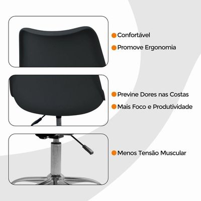 Kit 4 Cadeiras Office Base Cromada Com Rodízio Giratória Saarinen Preto