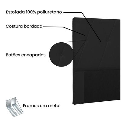 Cabeceira Aquilla Para Cama Box Solteiro 90 Cm Corino - D'rossi Cor Preto