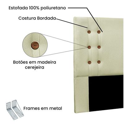 Cabeceira Gênova Para Cama Box Solteiro 90 Cm Linho - D'rossi Cor Rustico Natural