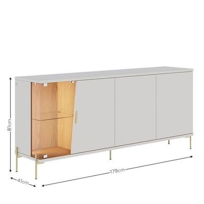 Aparador Buffet Sena Com Led Off White Matte Freijó - Colibri