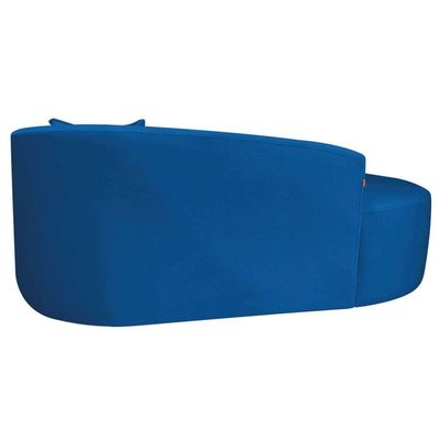 Kit Recamier Curvo Sala De Estar Inglaterra 180cm Lado Esquerdo E Poltrona Orgânica Linho Azul Royal