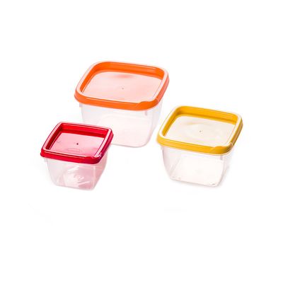 Conjunto de Potes Plásticos Plasútil Conect Quadrado com 3 Peças 130ml, 240ml, 430ml UNICA