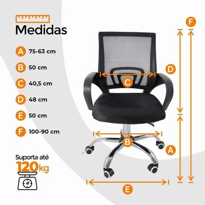 Cadeira De Escritório Oficial Begonia Mesh Giratória Unitário
