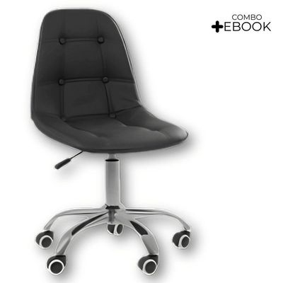 Cadeira Office Eiffel Botonê Ajustável Oficial Girat + Ebook Preta 1