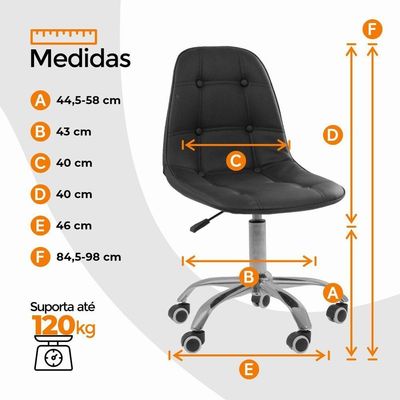 Cadeira Office Eiffel Botonê Ajustável Oficial Girat + Ebook Preta 1