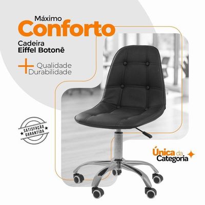 Cadeira Office Eiffel Botonê Ajustável Oficial Girat + Ebook Preta 1