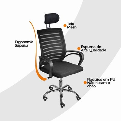 Cadeira De Escritório Diretor Roma Oficial Com Apoio
