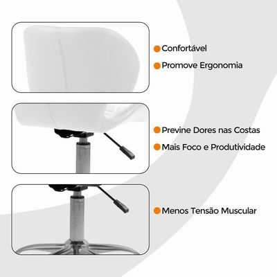 Cadeira Office Eiffel Slim Base Giratória Oficial Branco