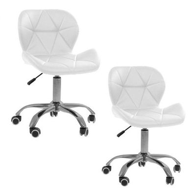 Kit 02 Cadeiras Office Eiffel Slim Ajustável Oficial Kit 2 Branco