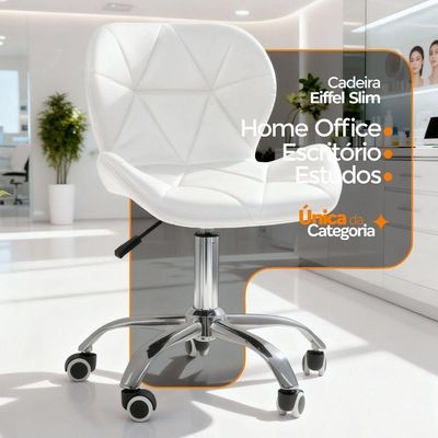 Kit 02 Cadeiras Office Eiffel Slim Ajustável Oficial Kit 2 Branco