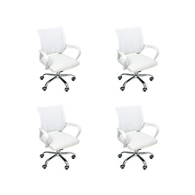 Kit 4 Cadeiras Escritório Oficial Begônia Ergonômico Branco